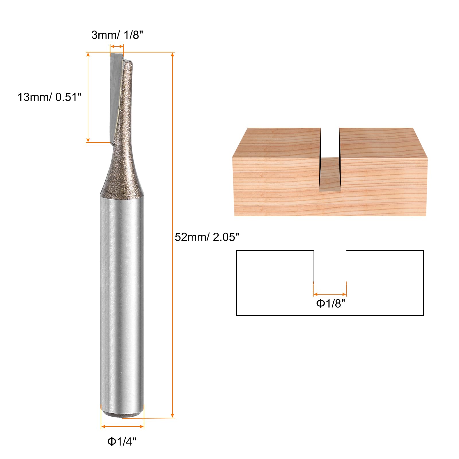 HARFINGTON 2pcs Straight Router Bit 1/4 Inch Shank 1/8