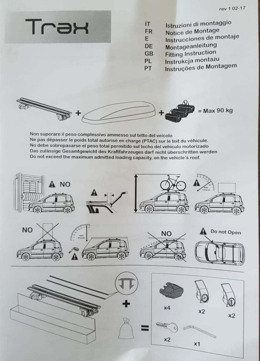 Barre portapacchi portatutto universali 135cm per auto con rails integrati aperti con serratura antifurto