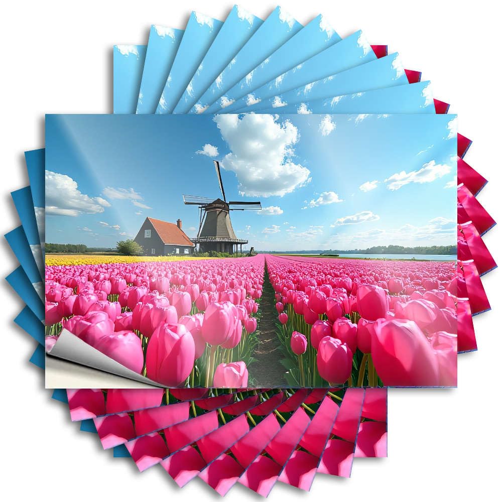 Bookish Funny Sticker, Front Yard Decor Bumper A Picturesque Windmill Stands Amidst Vibrant Tulip Fields Under A Bright Blue | Funny Quote Drinking Decals(8X12CM)