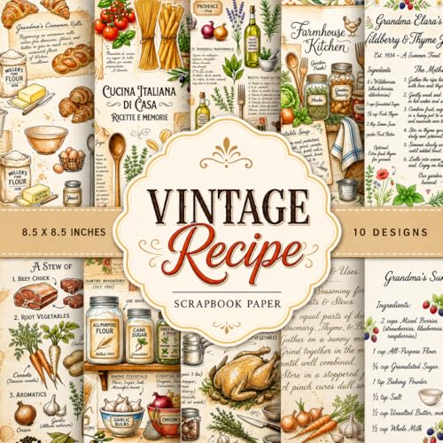 Vintage Recipe Scrapbook Paper: Double-Sided Vintage Cookbook Pages, Antique Kitchen & Botanical Food Designs for Junk Journals, Scrapbooking, Card Making & Paper Crafts image 2