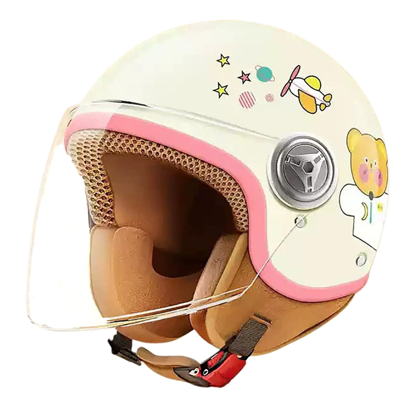 Casco Per Bambini, Casco Jet Per Monopattino, Bicicletta, Skateboard, Casco Da Moto Aperto Con Visiera, Casco Da Bici Regolabile Per Bambini Dai 4 Ai 15 Anni