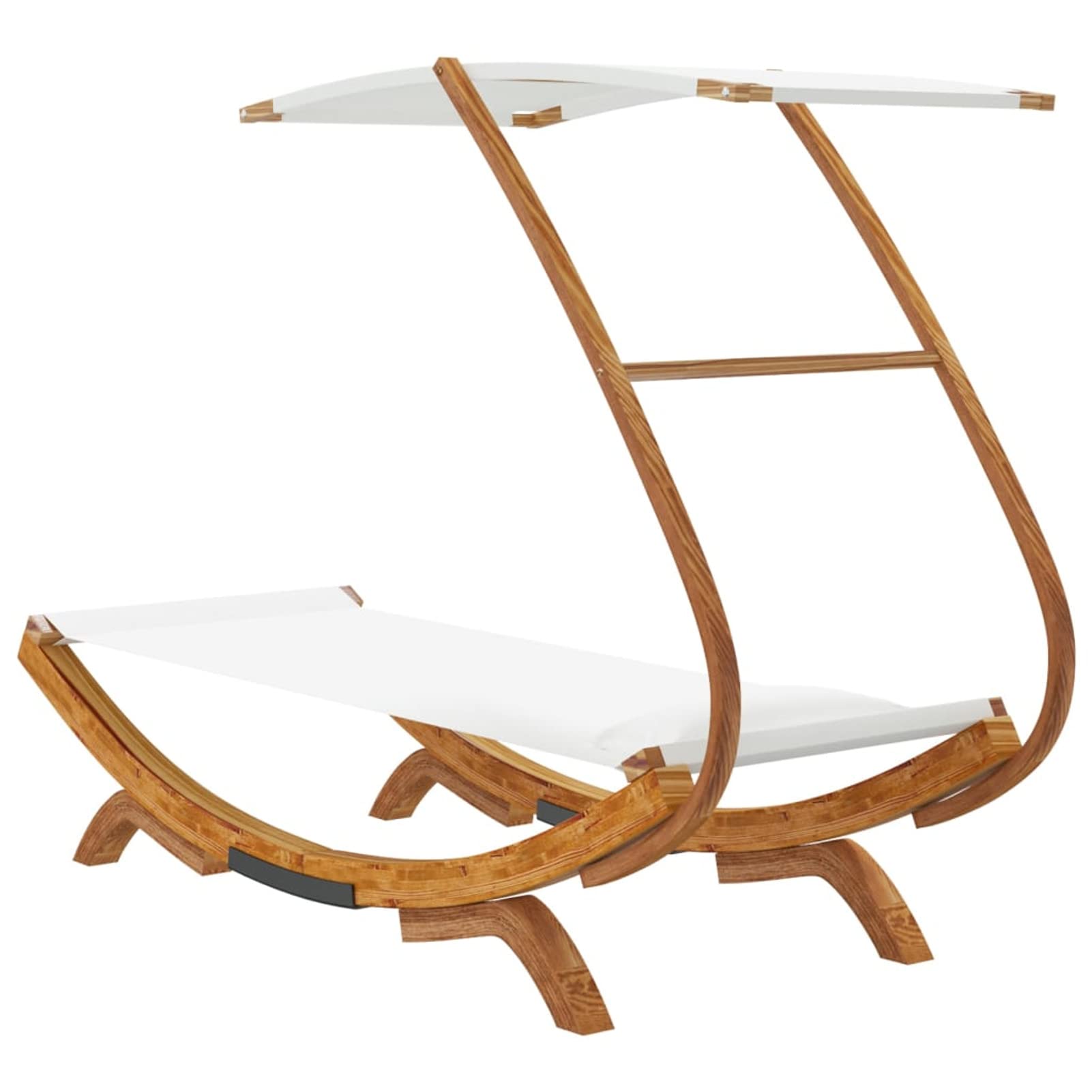 Homgoday Letto Riposo con Baldacchino 100 x 190 x 134 cm Legno Curvo Massiccio Crema, Bagno di Sole da Giardino, Letto da Campeggio per Spiaggia, Esterno, Balcone, Terrazza
