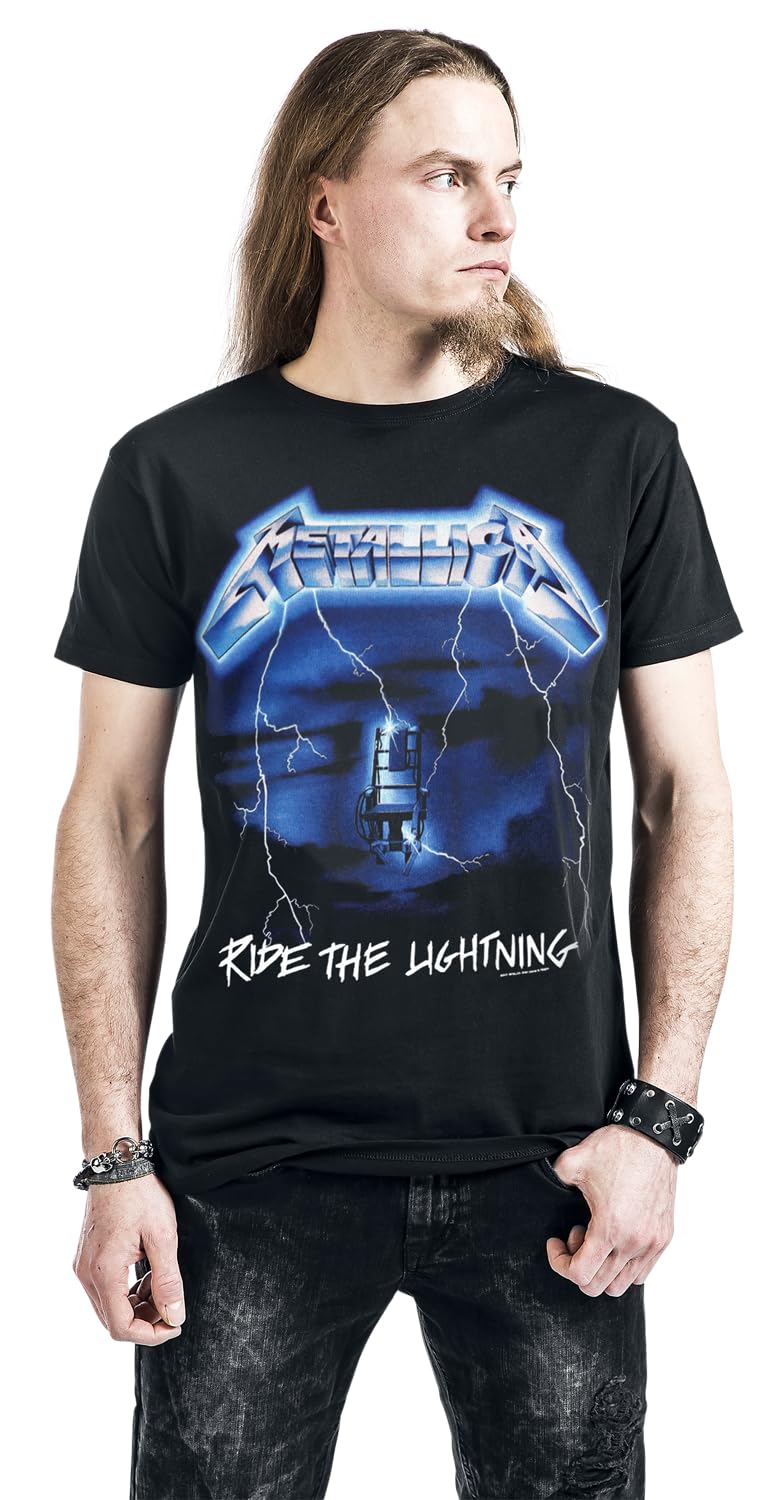 Metallica T-Shirt pour Homme Ride The Lightning Tracks (Impression arrière) Slim fit Noir