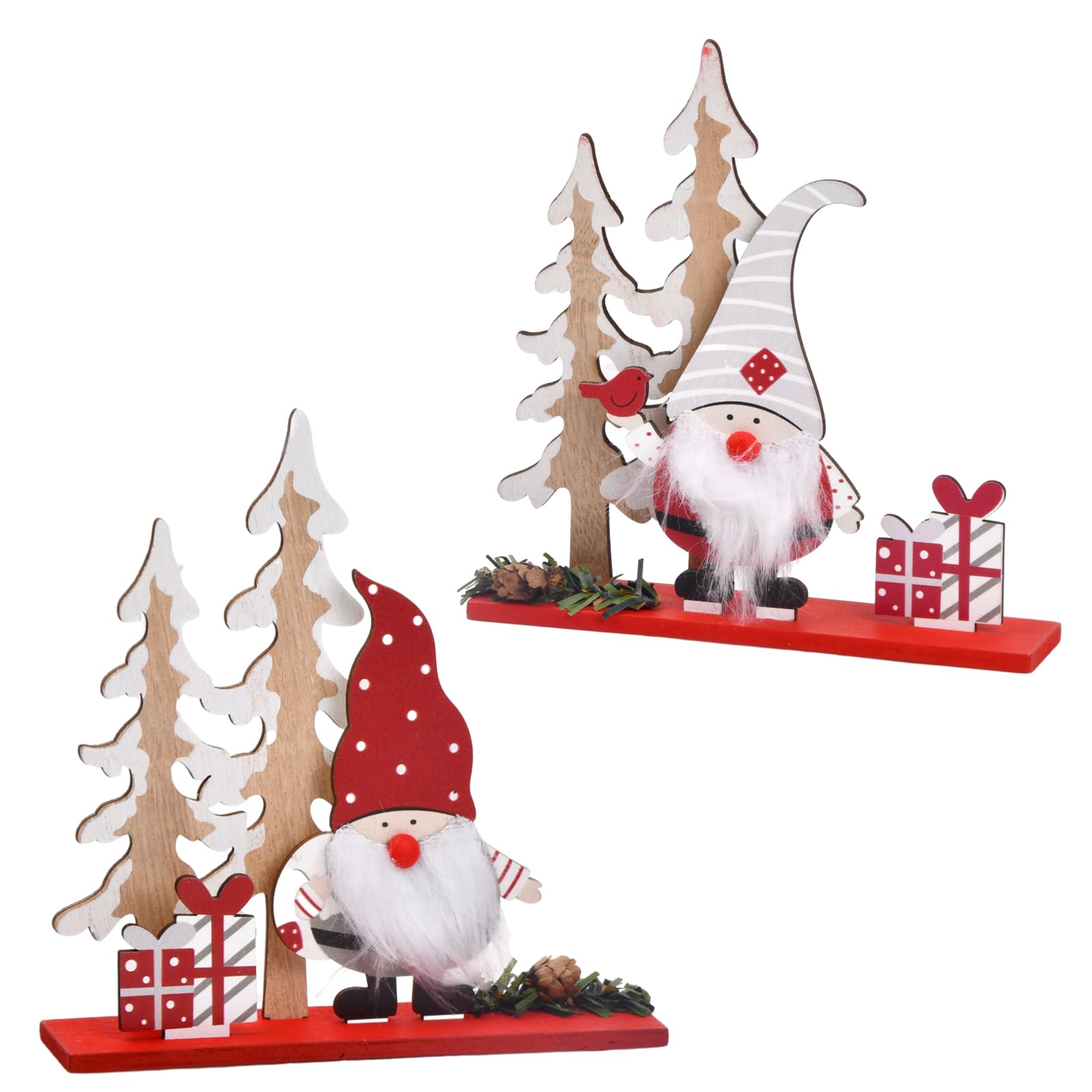 Jinlaili 2PCS Decoraciones de Mesa de Navidad de Madera, Santa Claus Adorn de Escritorio, Figura de Papá Noel, Decoración de Mesa de Madera de Navidad, para Fiesta Invierno Hogar Navidad Regalo