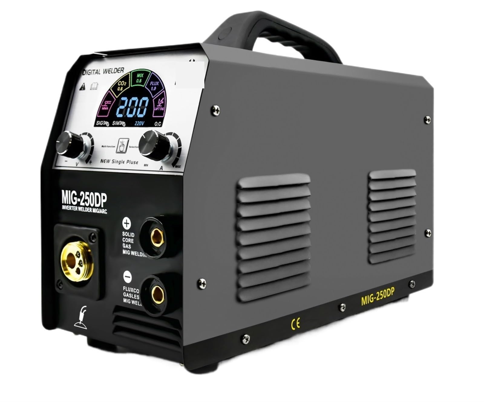 MIG250DP Mig Spawarki Pulse Mig Aluminium Gaz Bezgazowy Mig ARC MMA Tig 4 w 1 Półautomatyczna spawarka(TIg torch and Wire)