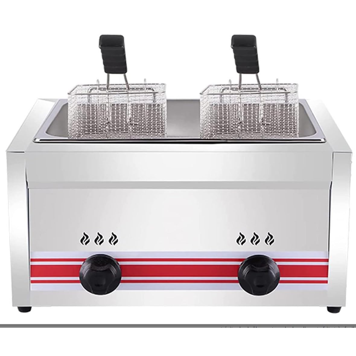 Friggitrice a Gas Professionale, friggitrice Professionale in Acciaio Inox con cestelli e coperchi, per Cucina Domestica, Ristorante Commerciale, 10 l (20 l)