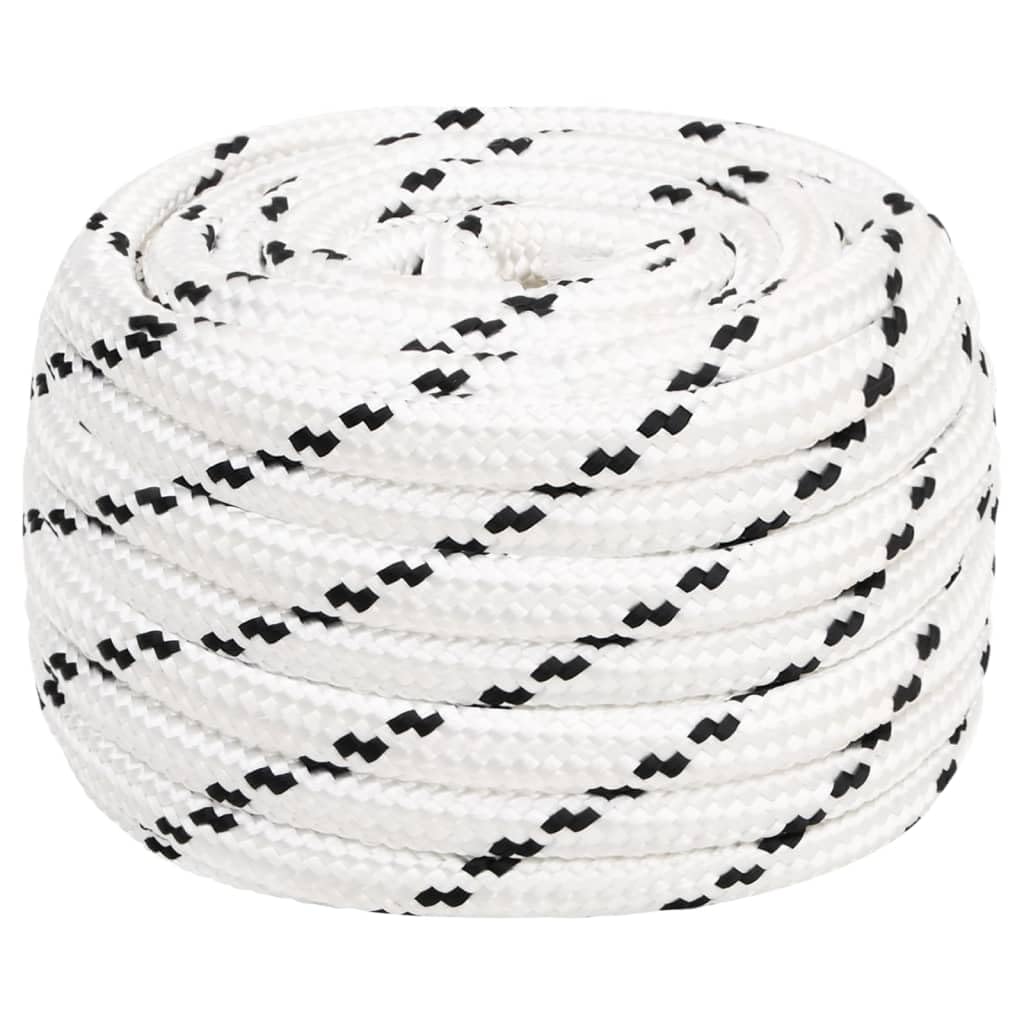 vidaXL Braided Boat Rope Anchor Line Braided Cord UV Resistant Ship Marine Yacht Coil Rope Abrasion Resistant White 16 mmx25 m Polyester — image 1