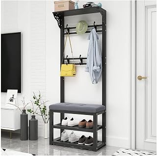 3-in-1 Entryway Organizer with Shoe Bench, Coat Rack, and Storage for Hallway, Living Room, Bedroom