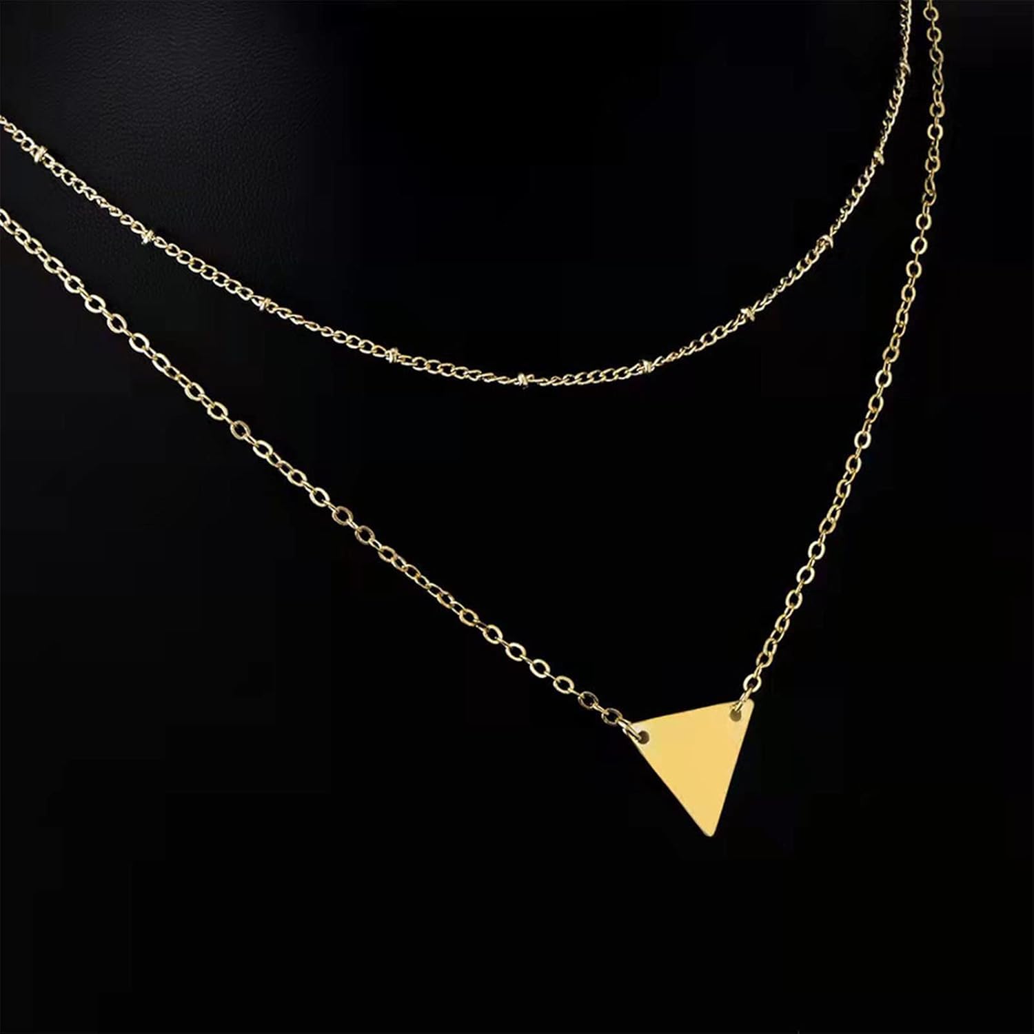 Vintage Layered Triangle Choker Necklace Triangle Pendant Necklace Gold Geometric Necklace Jewelry Minimalist Necklace Chain Jewelry for Women - Image 7