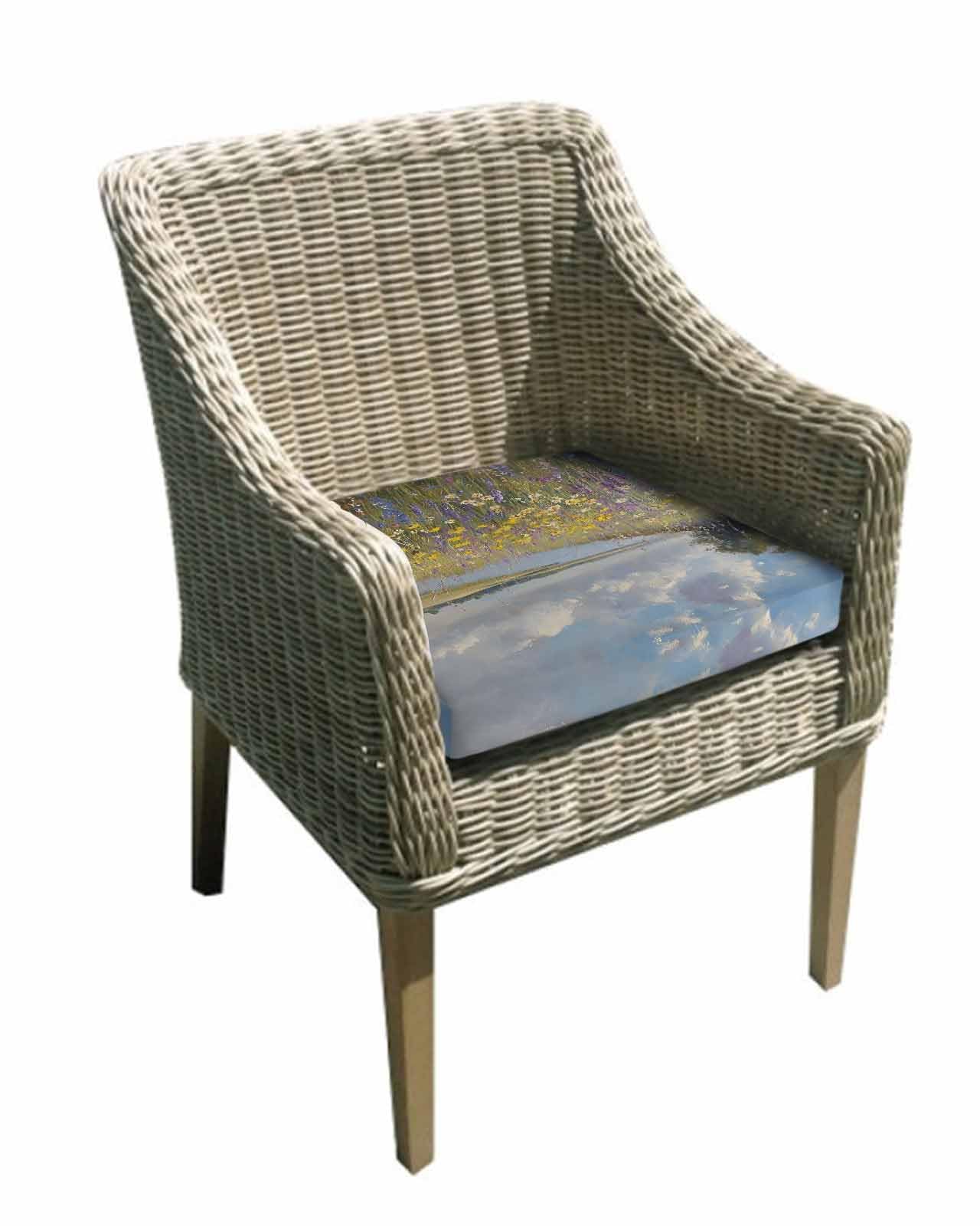 Hokiten Spring Floral Outdoor Cushion Chair Cover Set of 4 - Waterproof Couch Seat Covers, Oil Painting Pastoral Flowers Patio Furniture Protector Cushions Slipcovers for Sofa/RV, 22