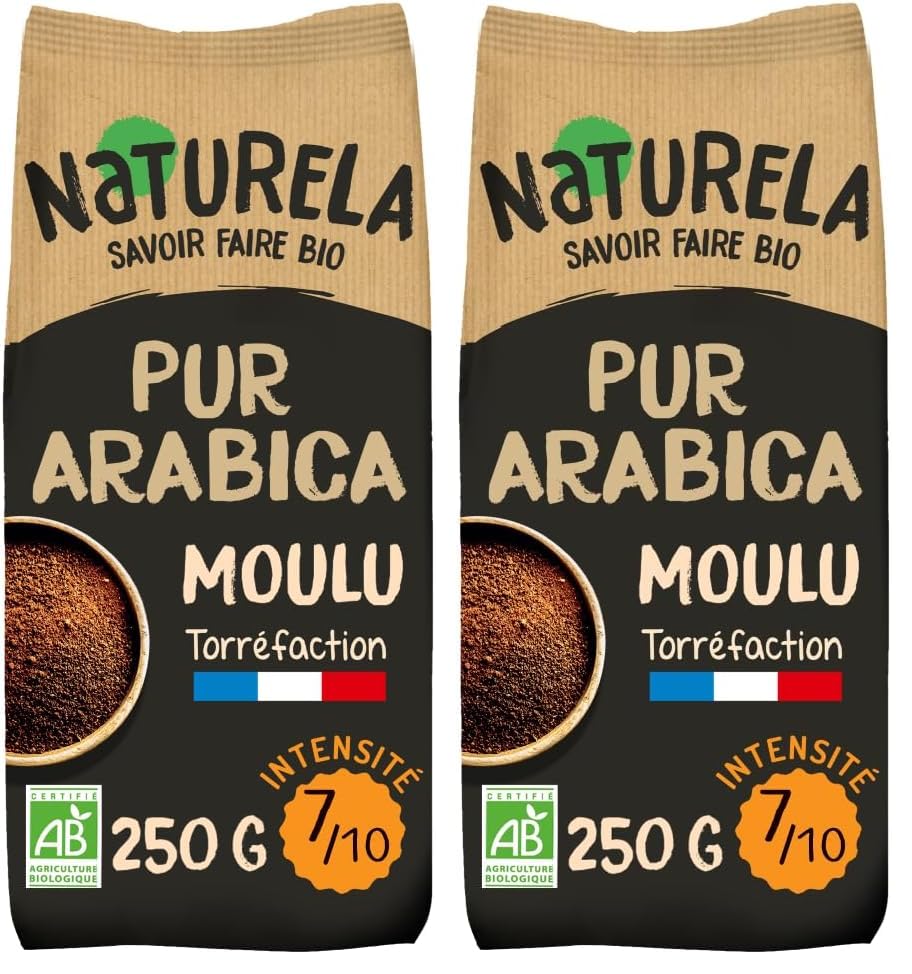 NATURELA - Café Bio Moulu - Café Arabica Bio - Torréfaction Lente - Fabriqué en France - 250 g