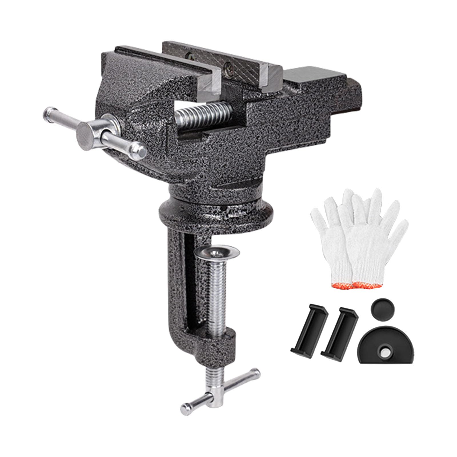 Buxuaaaa Black Multipurpose Benches Double Purpose Table Clamp Vise With 360 Degrees Rotating Base For Woodworking Workbench Handcrafting Vise Tool