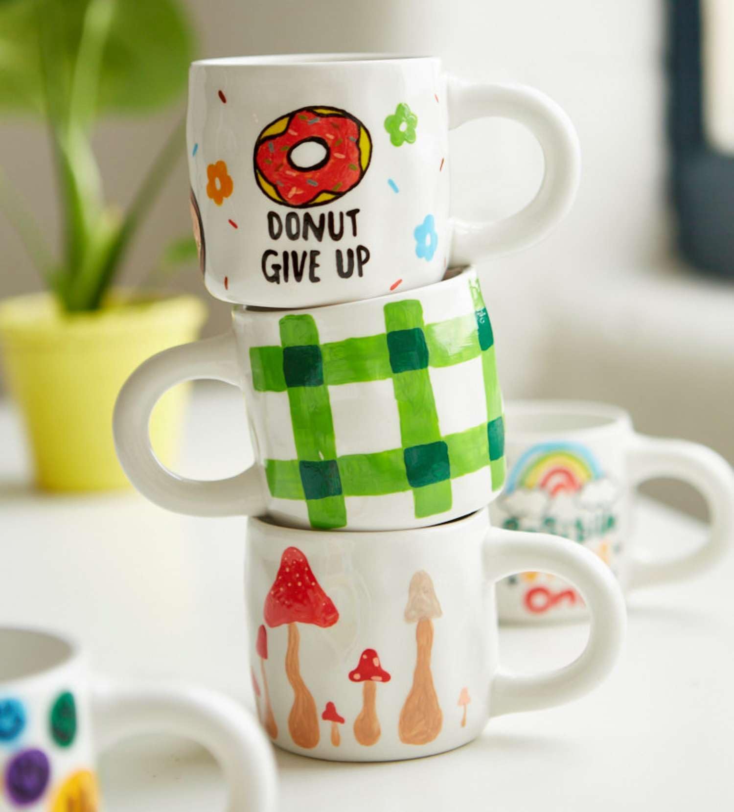 Pott’d Paintables Kit per Dipingere Tazze per Adulti, Tazza da Dipingere per Principianti, DIY Mug in Ceramica con Tazze, Colori, Pennelli e Guida alla Pittura Inclusa
