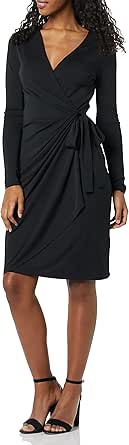 Amazon Essentials Women's Long Sleeve Classic Wrap Dress (Available in Plus Size)
