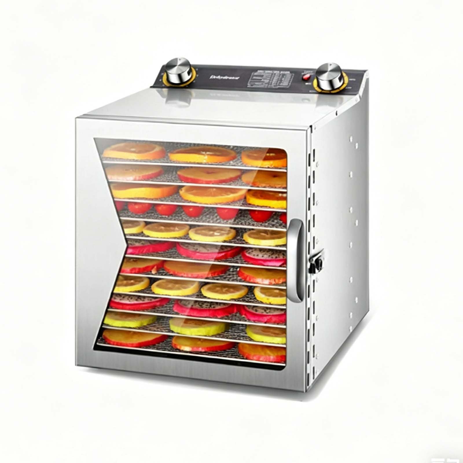 Disidratatore Alimentare Commerciale, Essiccatore Elettrico Potente con Vassoi Acciaio Inox, Timer Digitale e Controllo Temperatura (86°F-194°F) per Jerky, Frutta, Carne, Erbe(12 Tray)