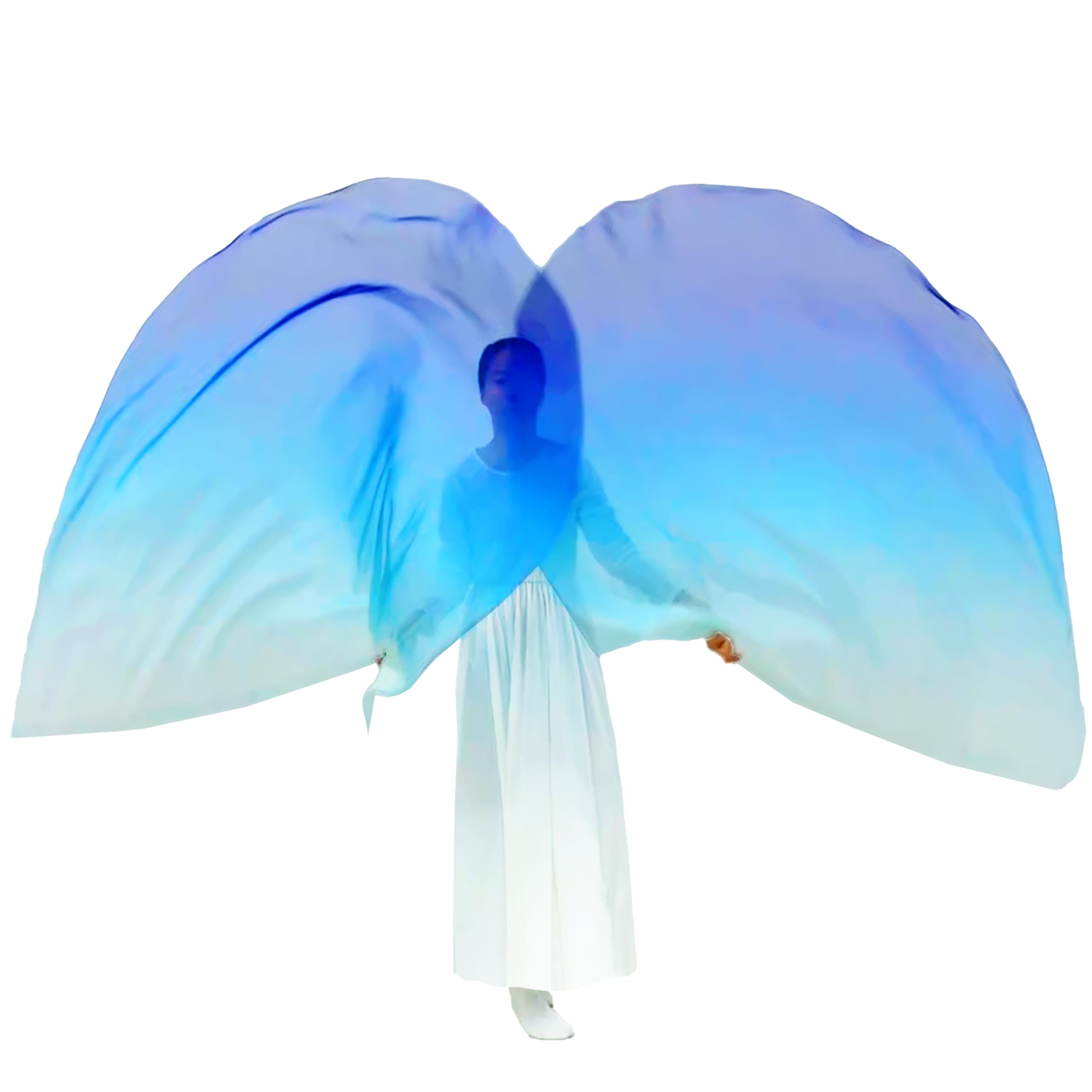 Wuchieal Juego de 2 banderas de adoración de 55 pulgadas, banderas de guardia de color, banderas de danza cristiana, banderas de baile de alabanza para banderas de baile de adoración, 6# blanco, azul