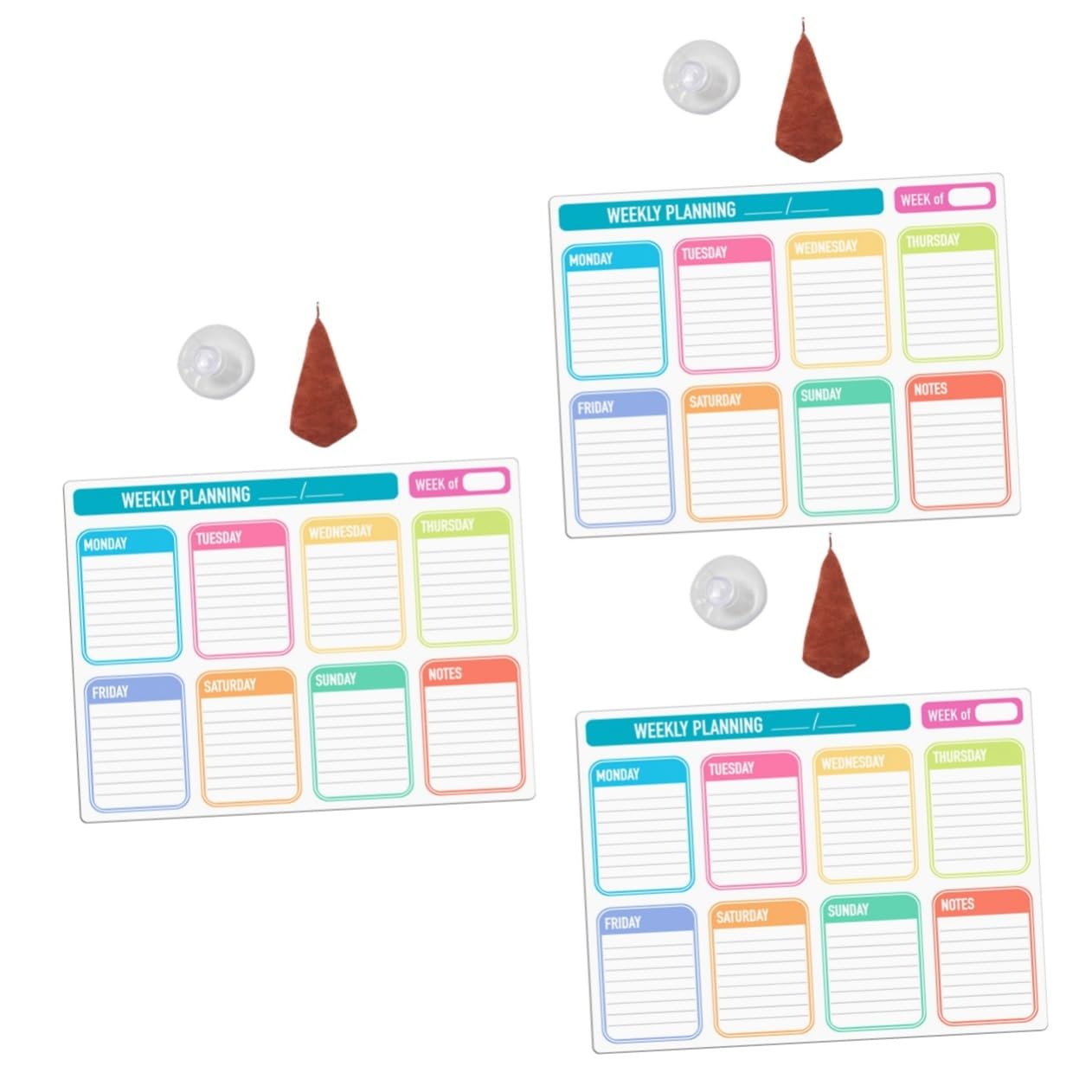 TEHAUX 3juegos Tablero Magnético Erasable Para Refrigerador Planificador De Comidas Accesorios Succión Toalla De Borrado Seco Para y Recordatorios