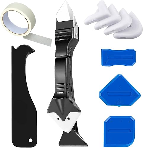 Herramienta de acabado de calafateo, herramienta de acabado de calafateo de silicona, herramienta multifuncional de calafateo 3 en 1, herramienta de