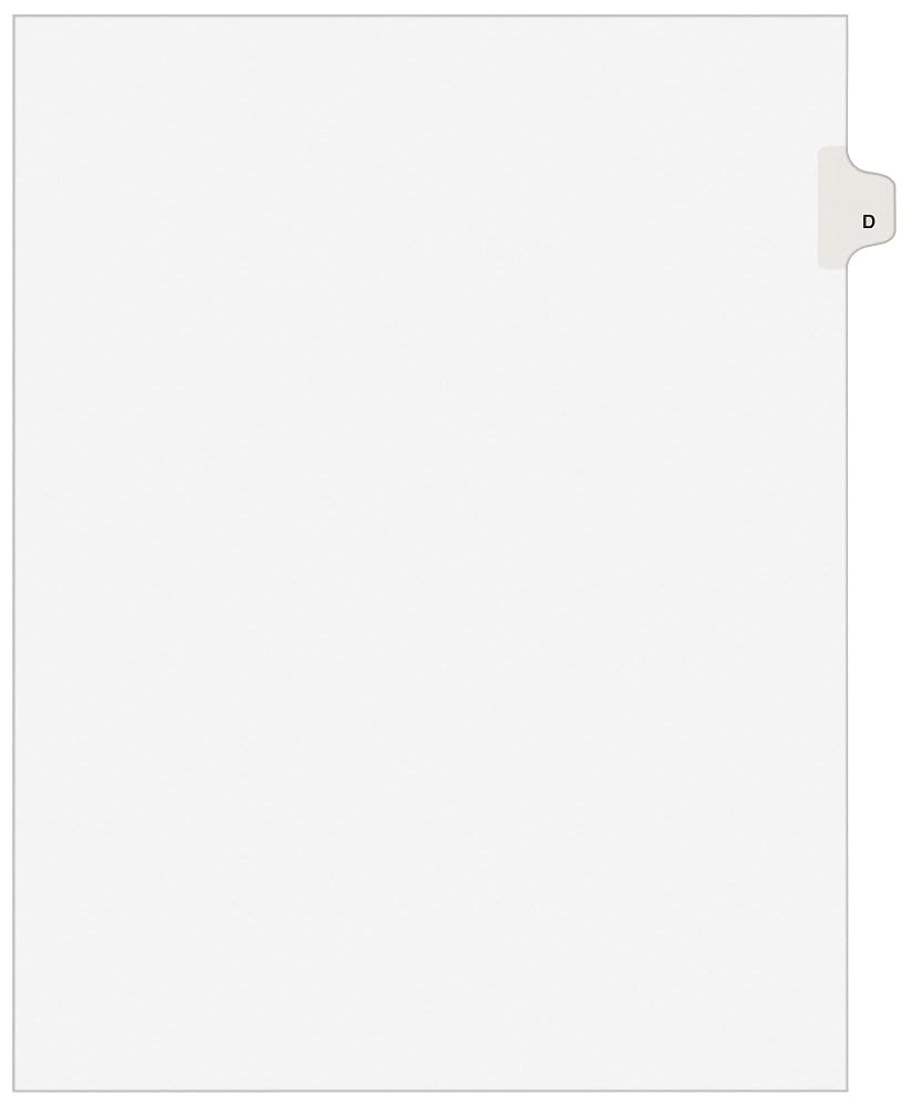Avery Legal Exhibit Dividers, Side Tab, Letter D, White, 25 Total