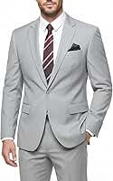 Terno masculino de 2 peças, ajuste justo, com um botão, blazer e calça de cor sólida, gravata e festa de negócios de casamento quadrada