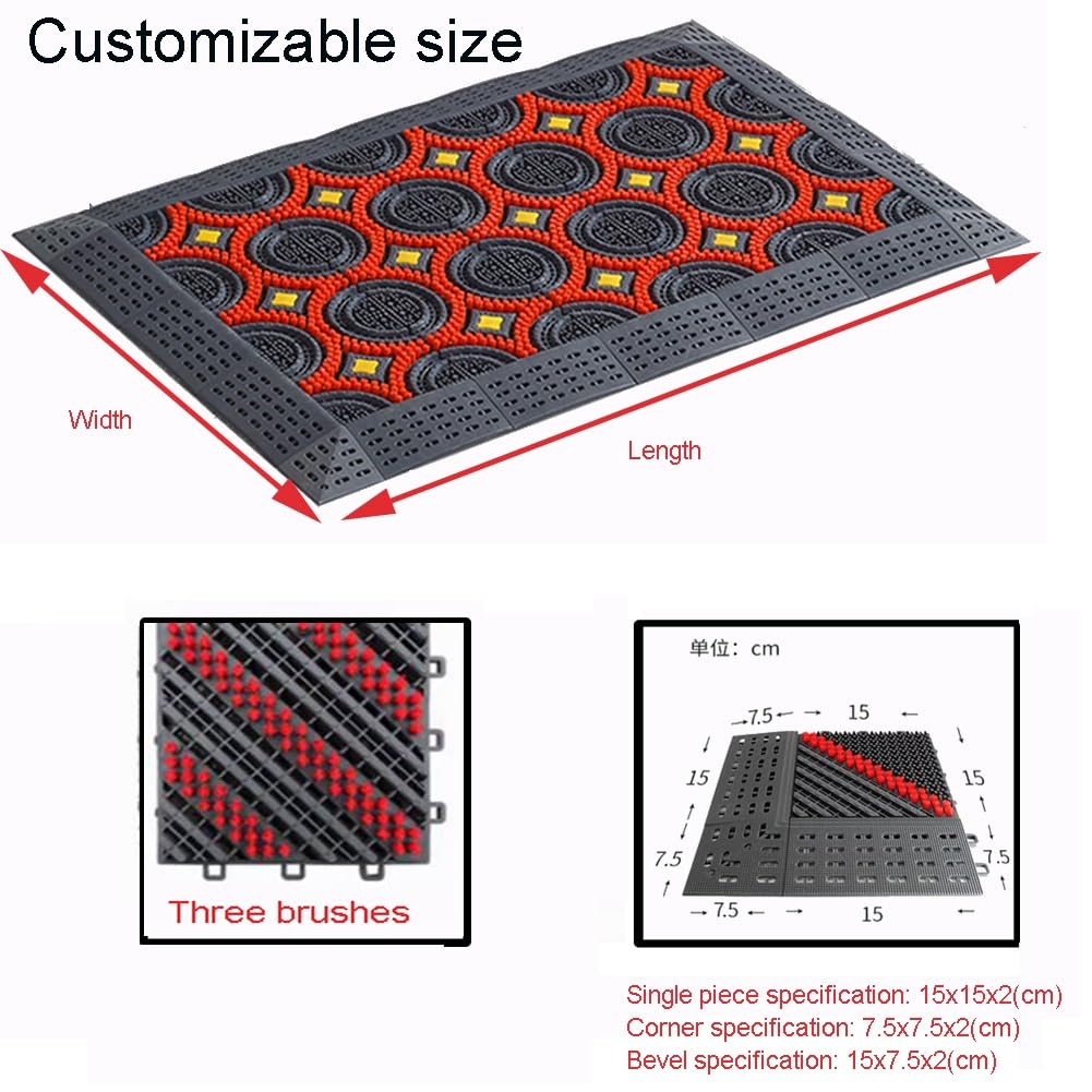 Alfombrilla de cojín entrelazada resistente al agua para uso al aire libre, rascador modular de silicona, antideslizante, ideal para aeropuerto, gris, 75 x 120 cm
