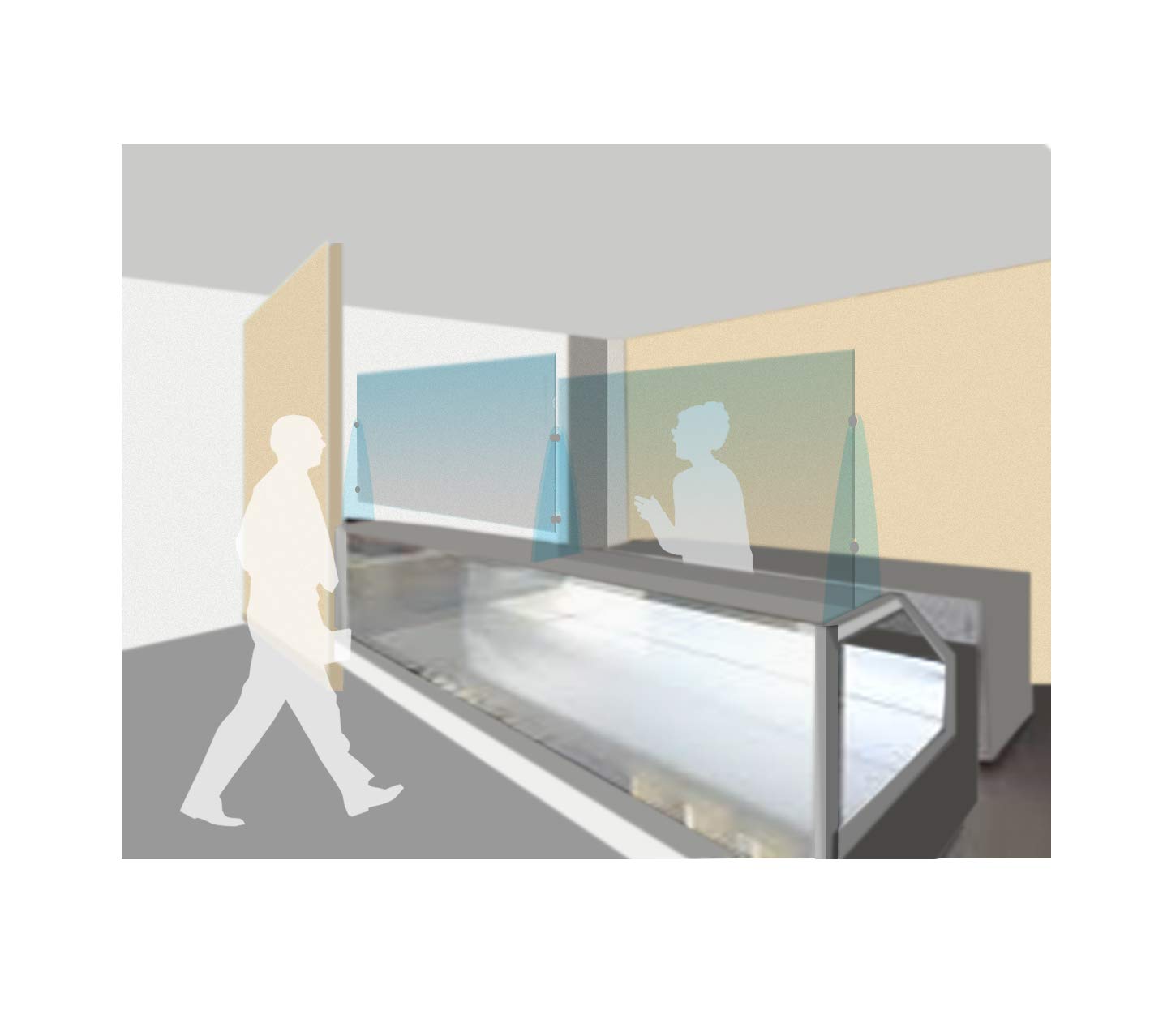 Barriera parafiato PLUS-L parete parasputi in plexiglass 5MM, farmacie, uffici, negozi, separatore per banconi, divisorio per reception (Pannello L60xH60)