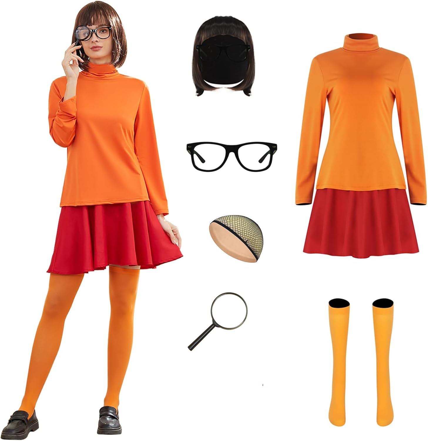 LILLIWEEN Classic Movie Velma Costume Daphne Costume Dress Halloween Coaplay for Women