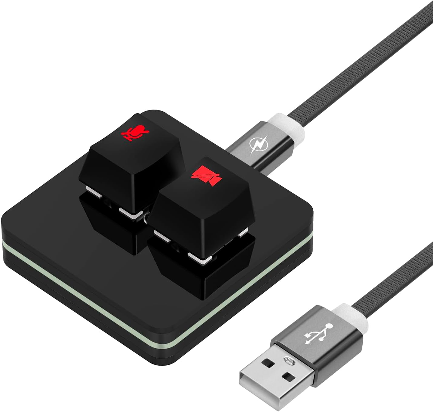 Geekria RGB Meeting Mute Controller Compatible with Windows Google Meet App, Mute/Unmute Mic Audio, Stop/Start Video, Mechanical Keyboard Buttons for Online Class, Conference (Black)