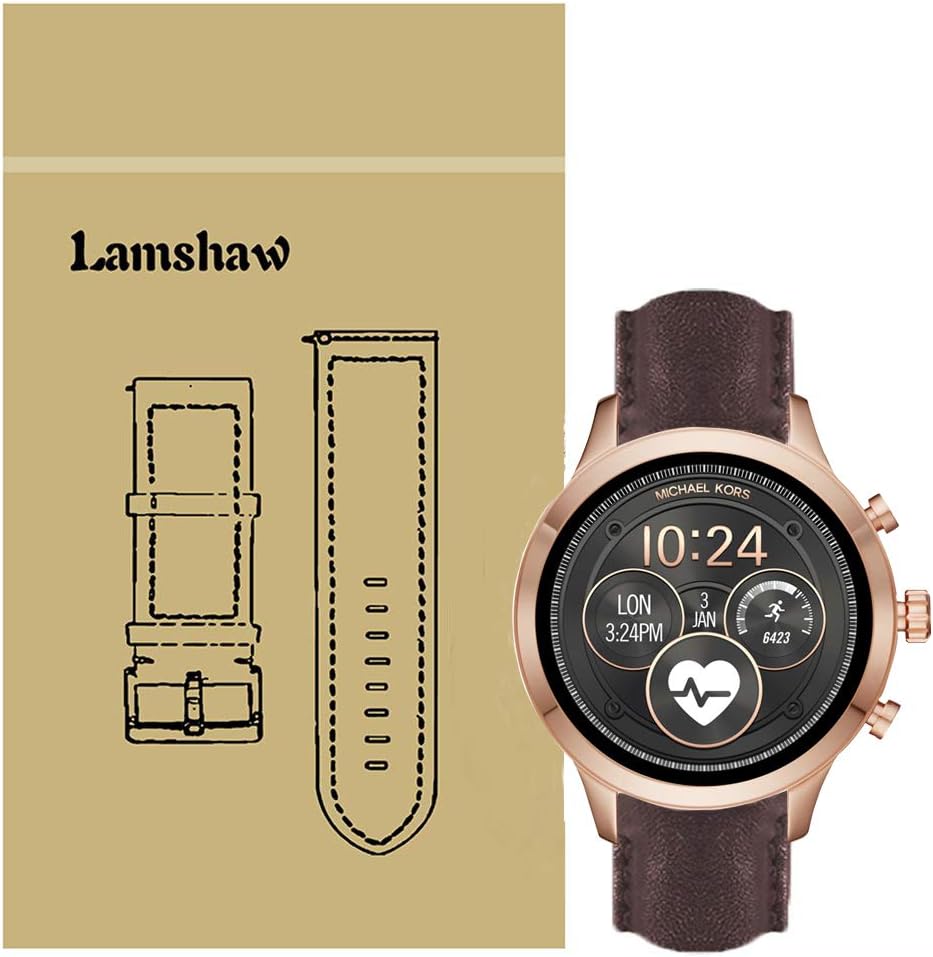 Para Michael Kors Runway Band, correa de cuero Lamshaw correas de repuesto para Michael Kors Access Runway Smartwatch (marrón)