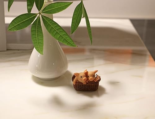 Miniatura 6 de Estatua de cerdo, mini figura de cerdo, decoración del hogar de resina, estatua de jardín de animales de la suerte para micro paisaje (cerdo en