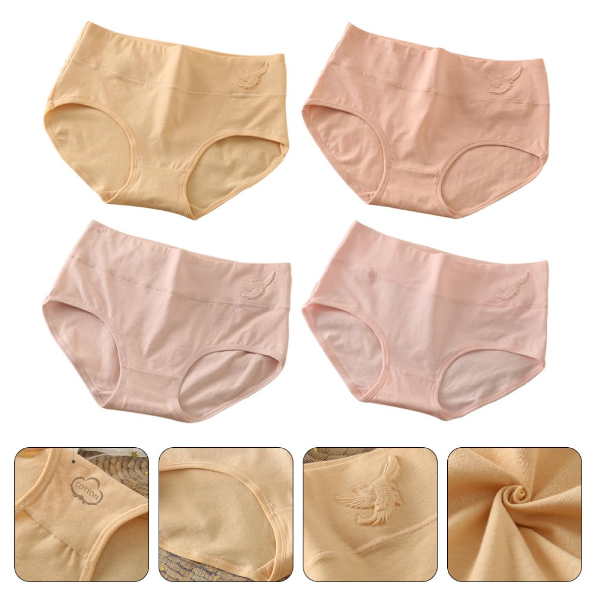 Hemobllo Slip Brasiliana Donna Vita Alta 4 Pezzi in Cotone Elasticizzato
