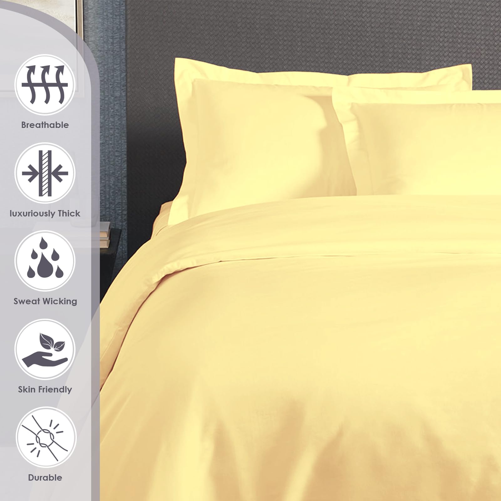 Pizuna Luxurios Cotton Oxford King Size Pillowcases 2 Pack Mellow Yellow 50x90cm - Image 2