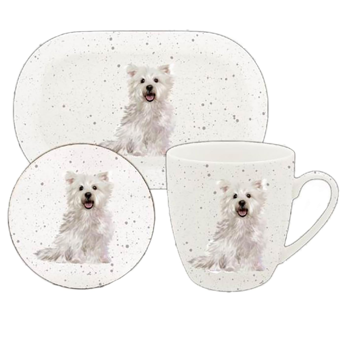 Lesser & Pavey Westie Mug Coaster, Tray & Mug Set | Coffee Table Tray, Mugs & Coasters Set Perfect For Any Home Or Office | Westie Tea & Coffee Mug With Tray & Coast Set - Sarah Boddy