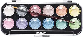 Aquarela Escolar, Molin, Metálica, Artist, 12 Cores, Multicor, 18387