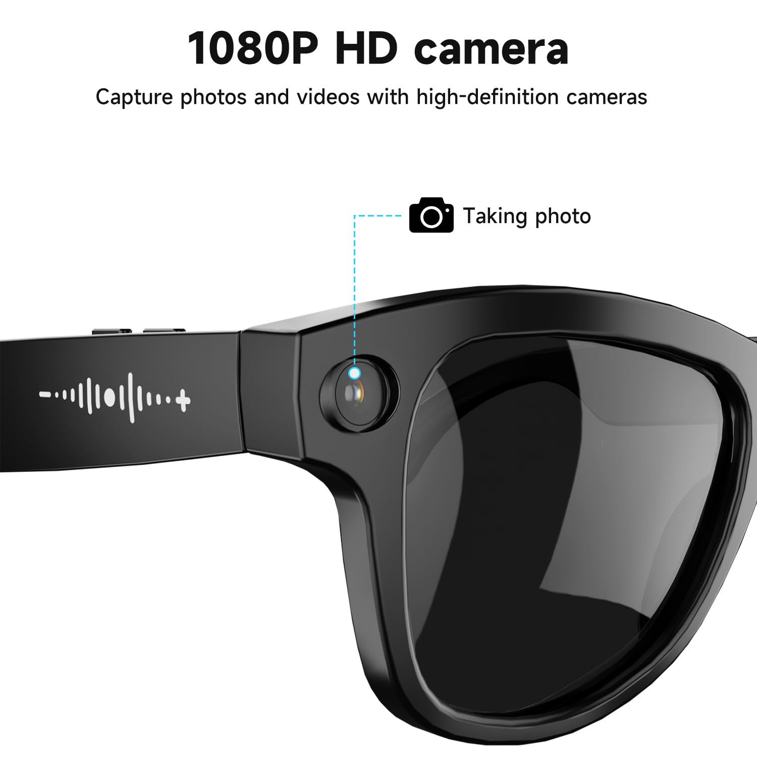ELECGO Occhiali intelligenti AI con videocamera HD 1080p da 8 MP, occhiali da sole audio Bluetooth, traduzione in tempo reale, controllo vocale, tempio regolabile a 15°