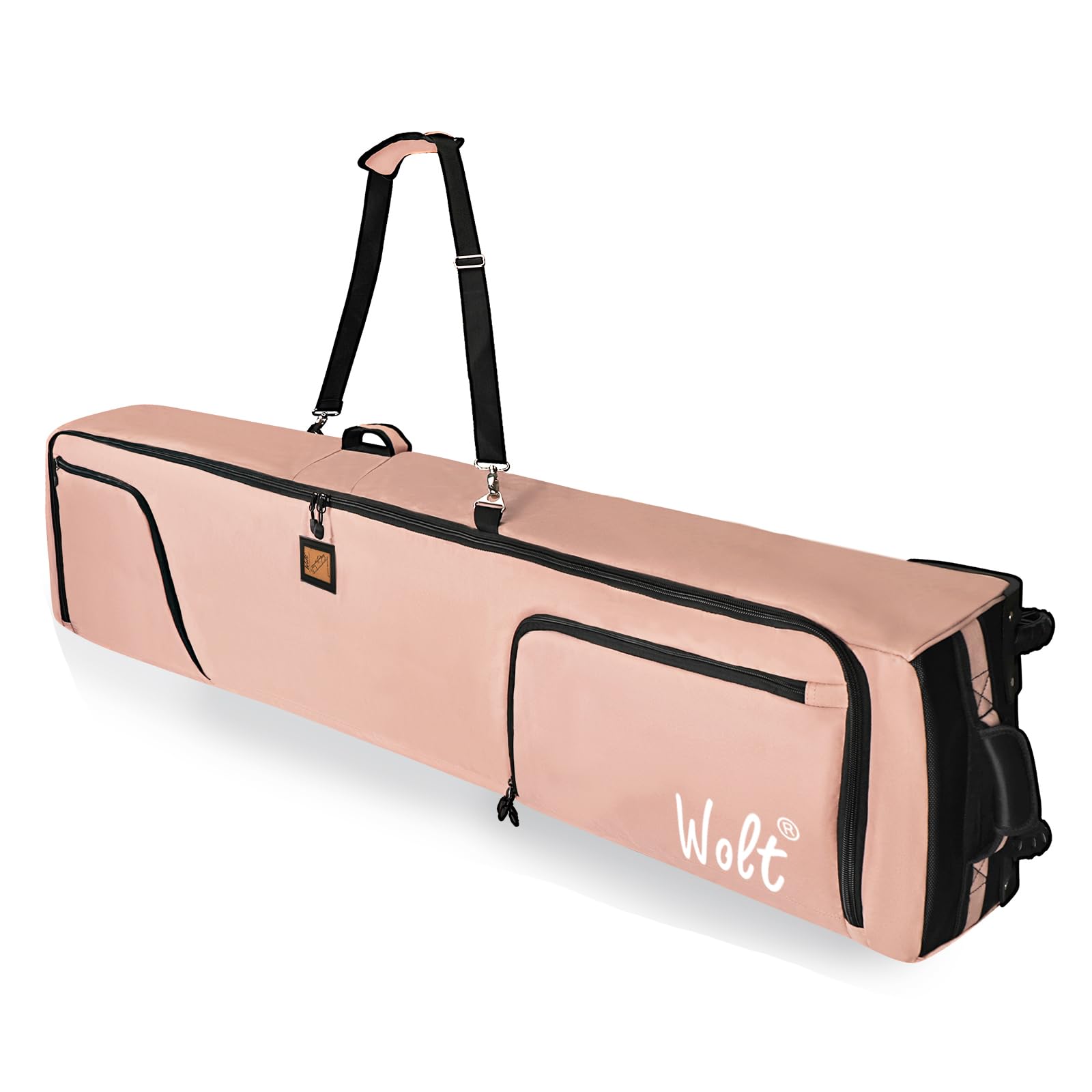 WOLT Rollende Skitasche – gepolsterte Snowboardtasche mit Rollen für Flugreisen, passend für Doppelpaar Ski bis 175 oder 190 cm