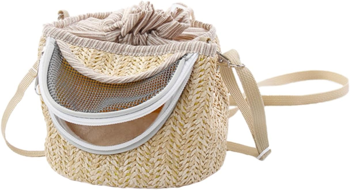 Housoutil 3pcs Comfortable Hamster Carrier Bag Straw-Woven Pet Travel Pouch for Small Animals Warm and for Outdoor Adventures for Sightseeing and Camping