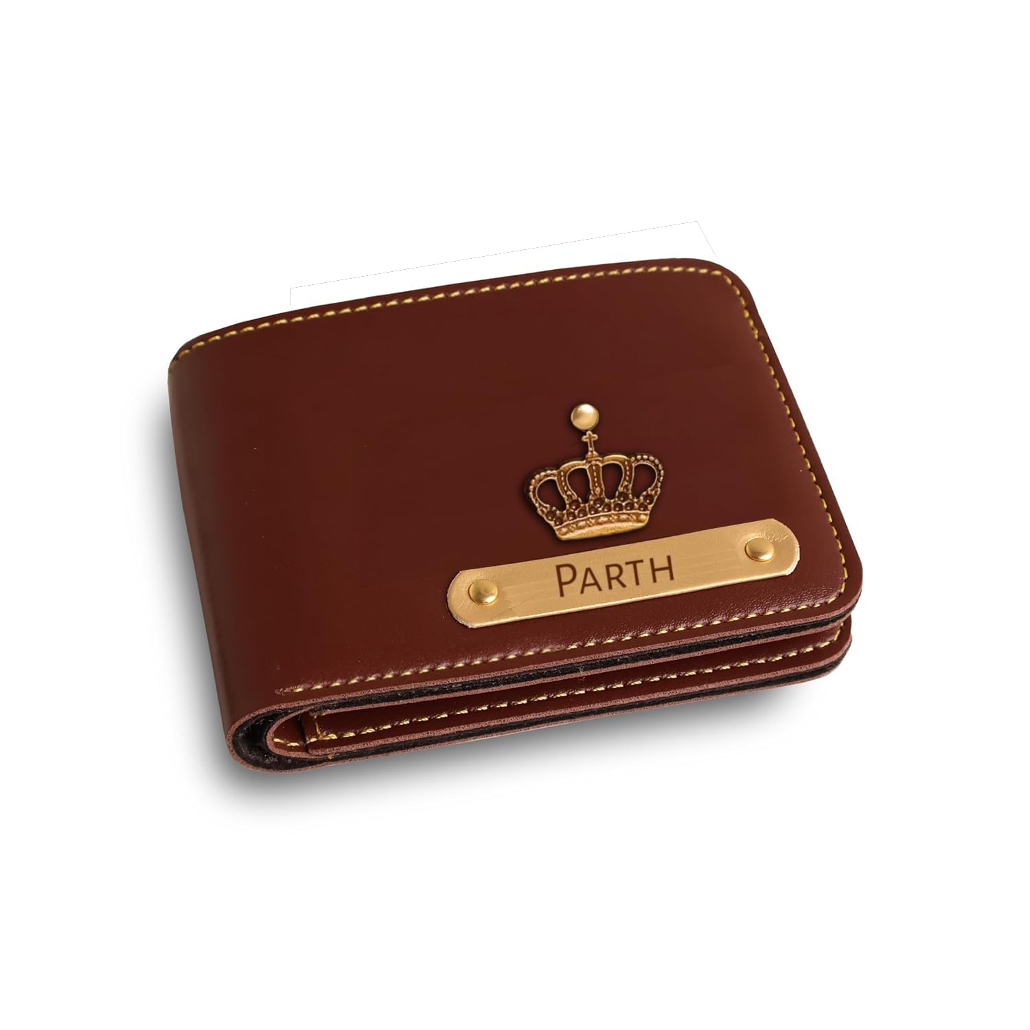 navya royal art Men's Leather Customised Name with Logo Wallet - Brown-picture-28