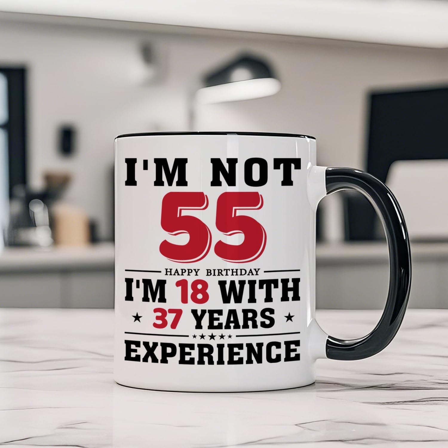 55th Birthday Coffee Mug, 55 year old Birthday Gift Ideas for Men Women Her Him, Red Black 11oz - Image 5
