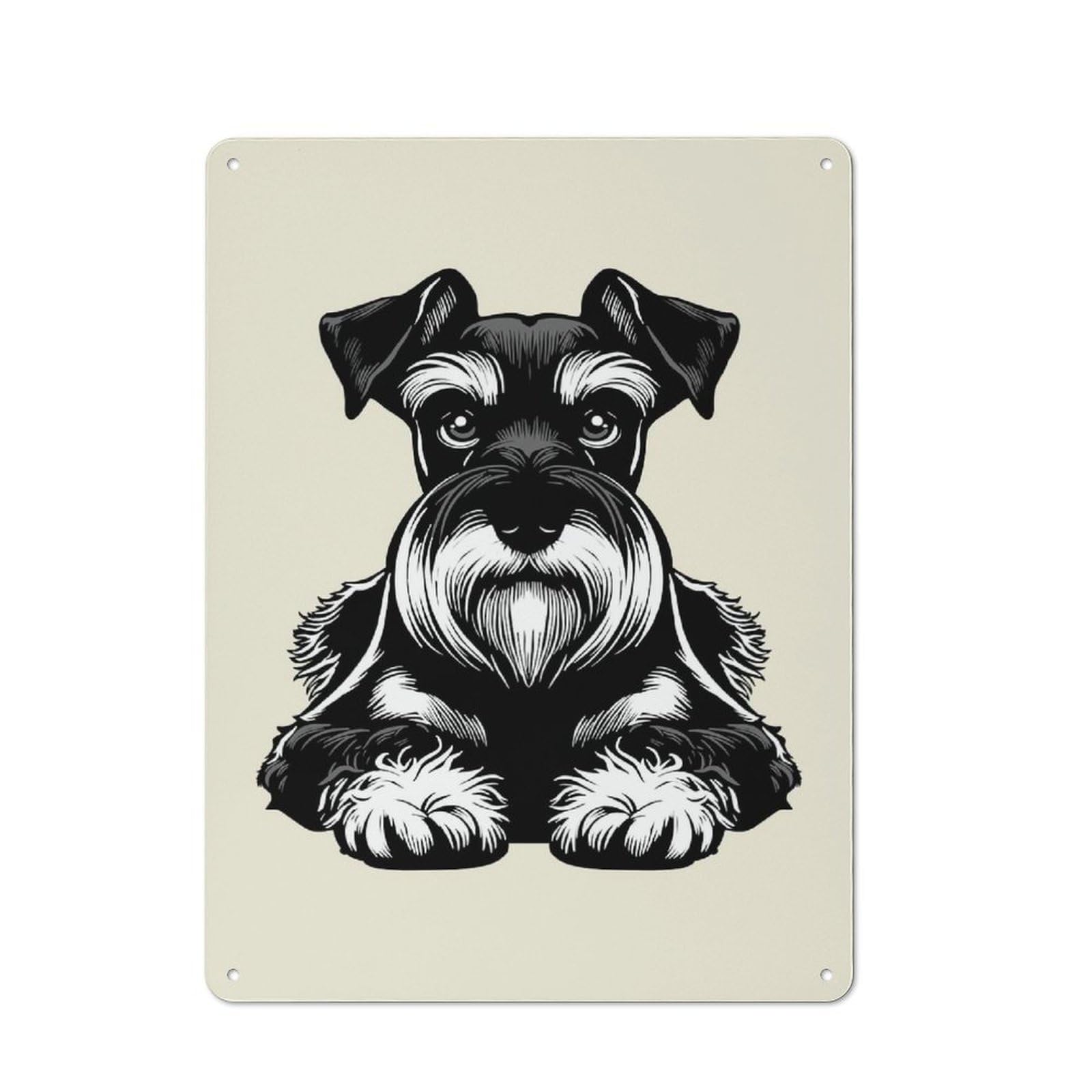 Junmoney Style-11 Garage Style Decorative Metal Plaque 40X30cm Featuring Miniature Schnauzer(2), Garage Wall Decor For Garage, Workshop, Shed Or Utility Room