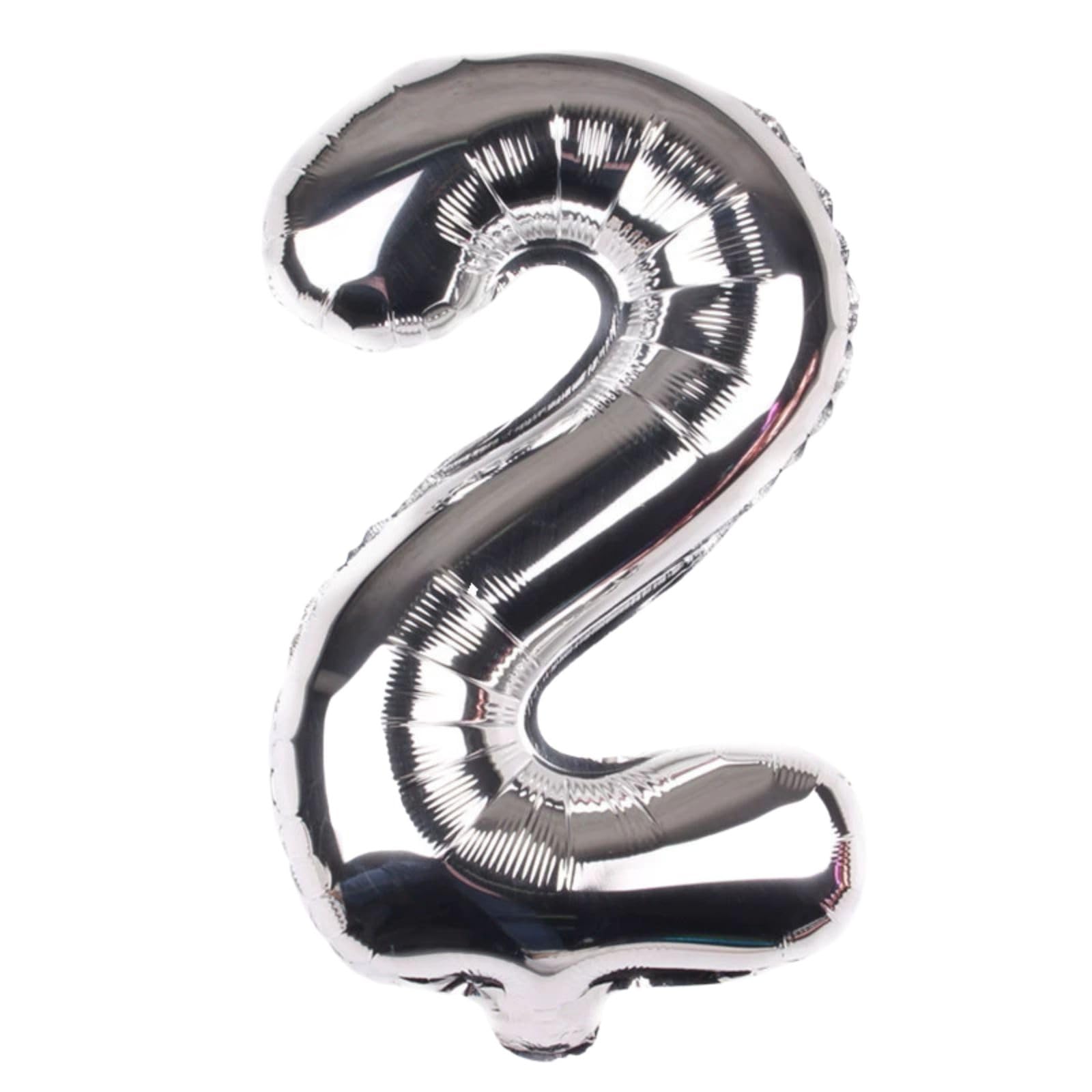 FUNXGO Folienballon Zahl Silber 2 - Zahlen Luftballon Klein 2 - ca. 40cm Nur Luftfüllung - Ideal für Geburtstag, Hochzeit & Party Deko - Ballon Zahl 2 Silber