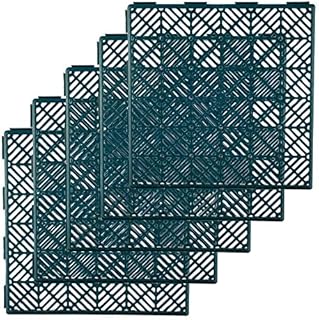 WINSOME Garden Path Tiles Plastic Decking Interlocking Patio Paving Slabs - Waterproof, Anti Slip Outdoor Slab - Pack of 5 (Green)
