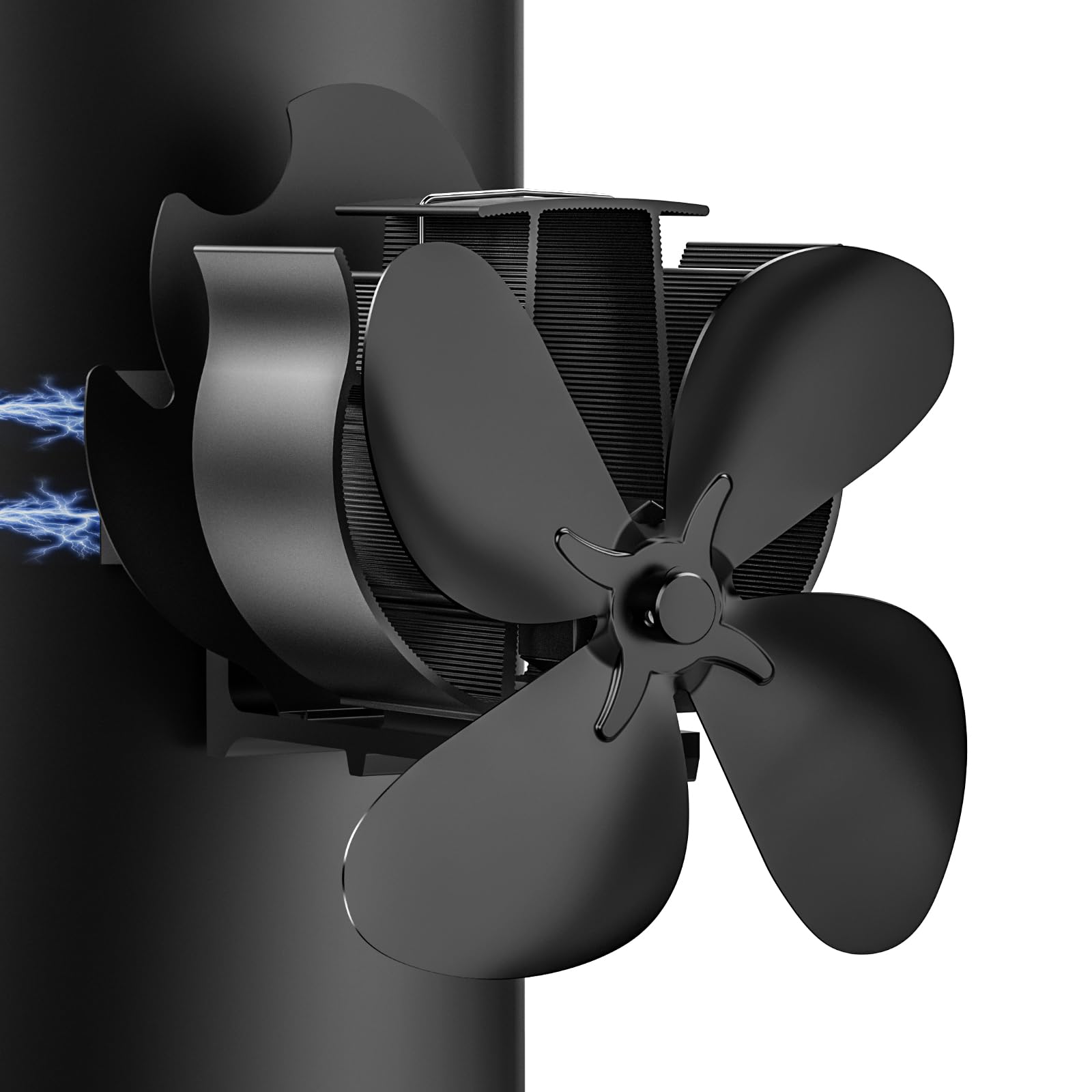 Ventilatore Per Stufa 4 Pale, Doppia Testa Ventilatore Stufa Silenzioso, Heat Circulation, Economia Ventola per Stufa Legna Adatto Tutte Caminetti (4 Pale)