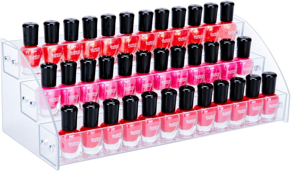 KINGROW Nail Polish Organizer 72 Bottles of 6 Layers Acrylic Display Rack Eyeglasses Storage Essential Oils Holder Makeup Organizer: Beauty