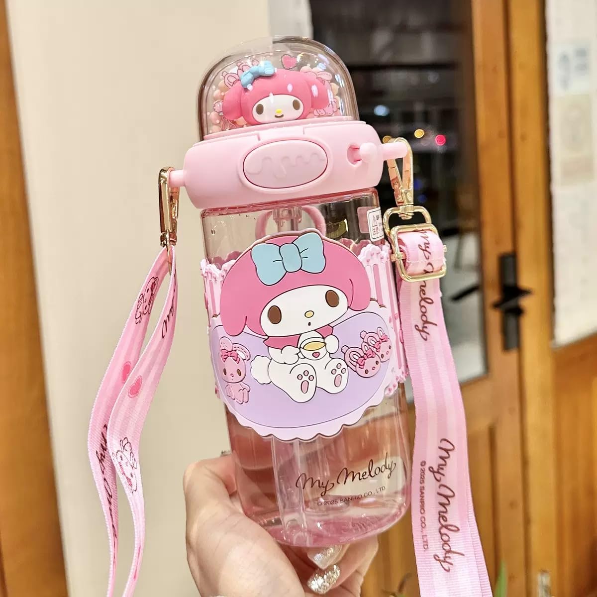 Amazon.com: My Melody Water Bottle with Straw and Strap 650ml