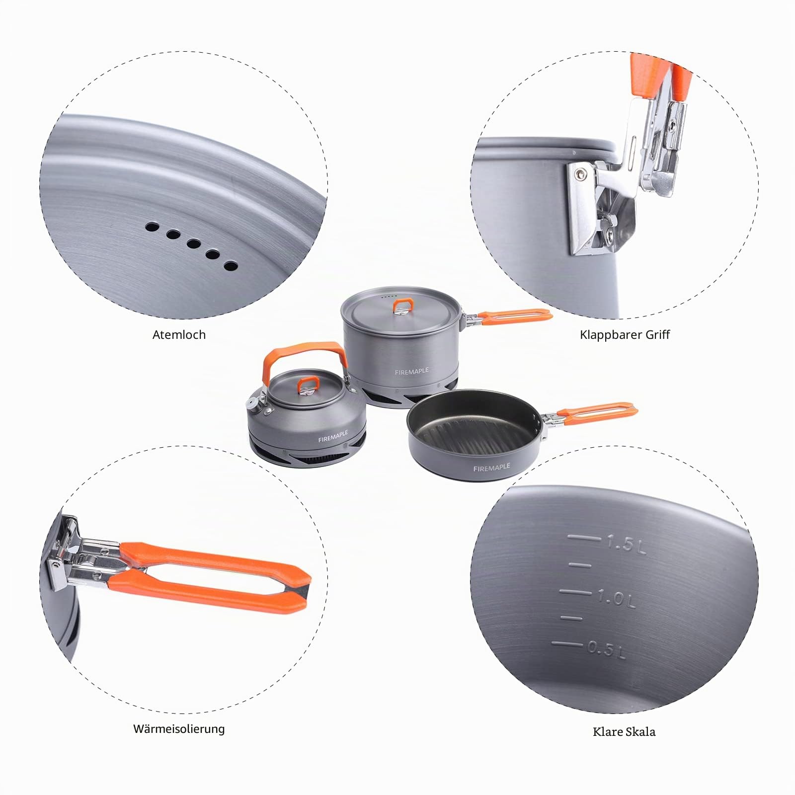 Fire-Maple Feast Series Camping-Kochgeschirr-Set | Outdoor-Kochset mit Topf, Wasserkocher, Pfanne, Schalen und Spatel | Premium-Konstruktion | Ideales Chaos-Set für Rucksackreisen, Wandern, Auto-Camping und Notfall