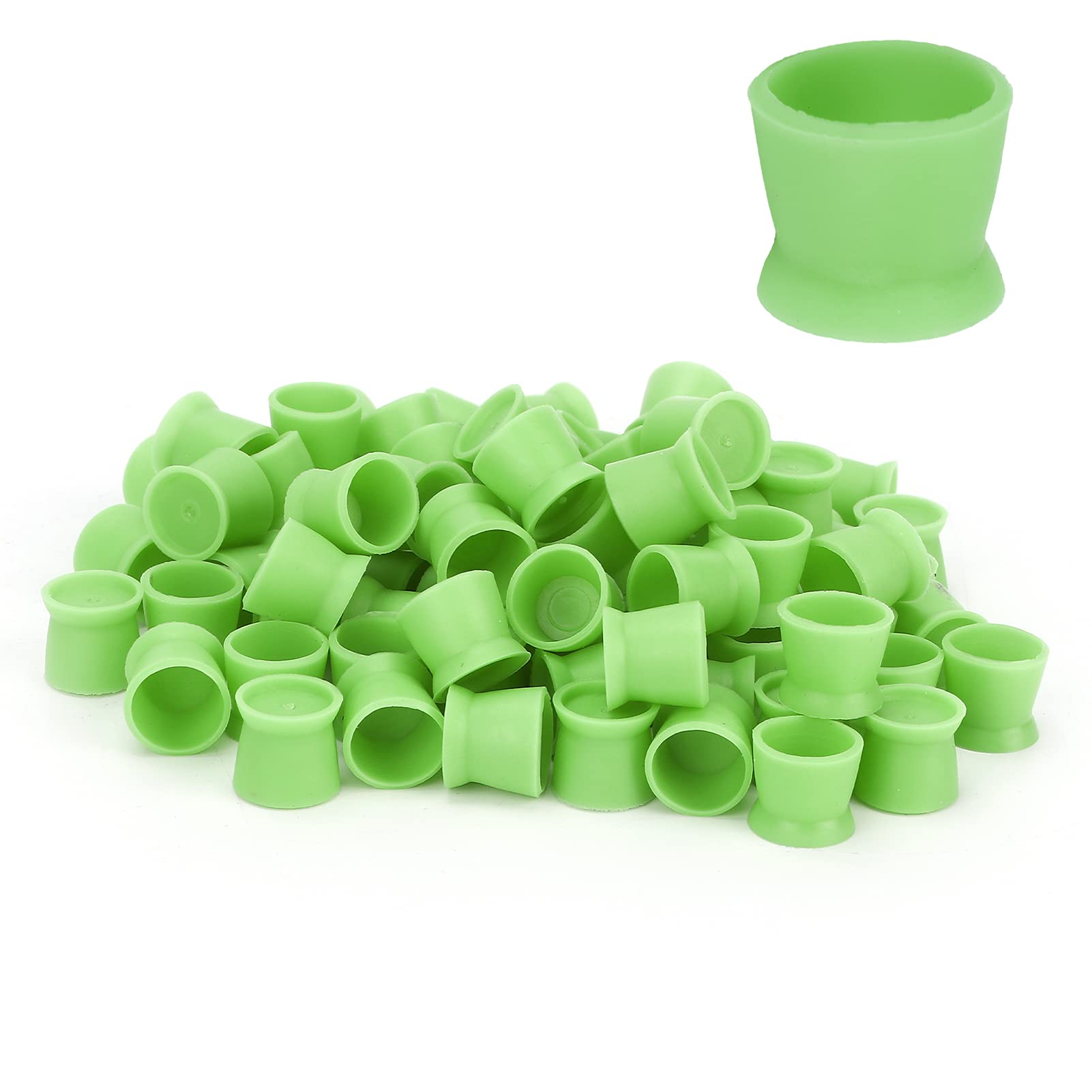 DOUQIFEI Tattoo Ink Caps, 300pcs Tattoo Ink Cups Tattoo Ink Pigment Cup Disposable Silicone Pigment Ink Caps Eyebrow Lip Eyes Tattoo Pigment Cup Tattoo Accessory(Green)
