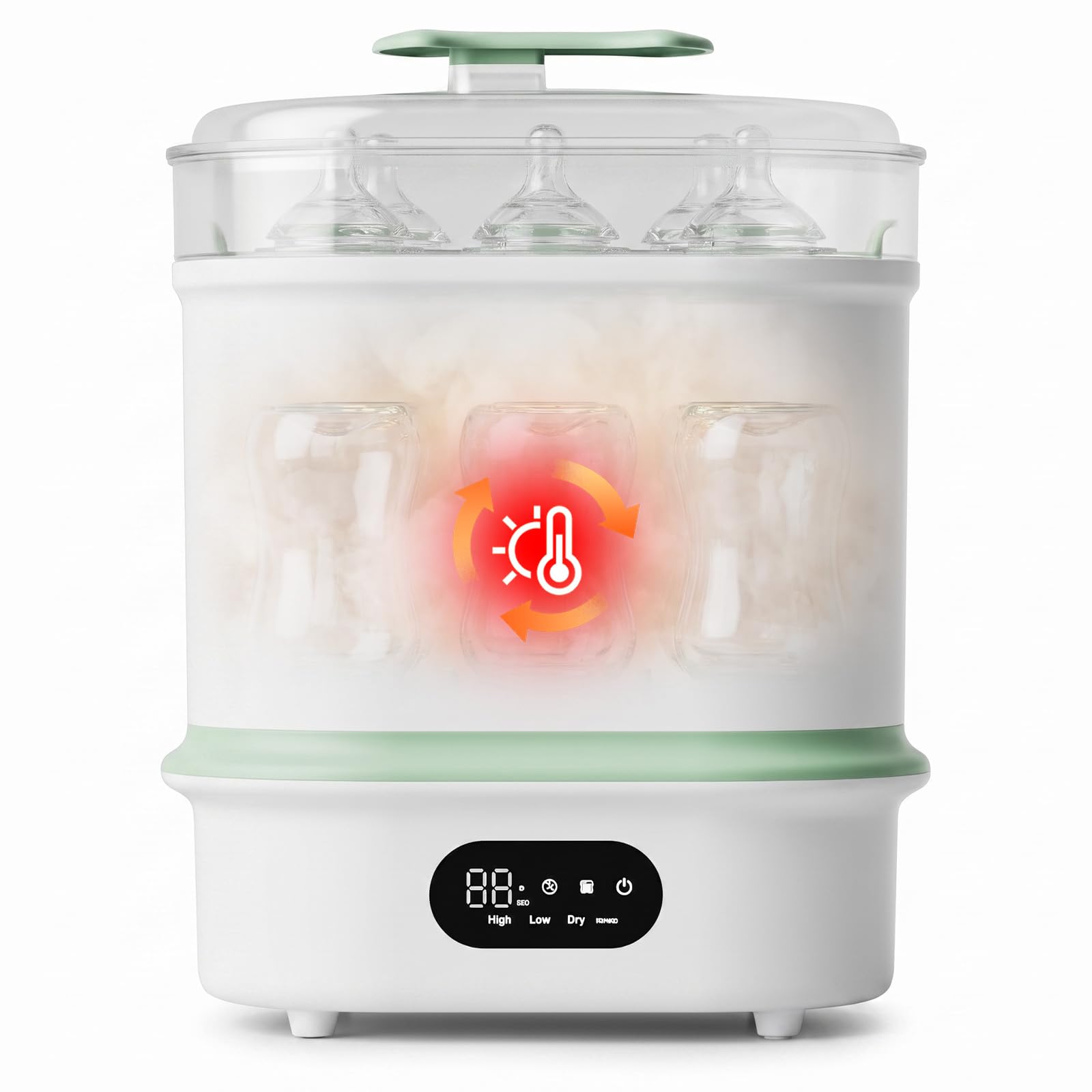 Dampfsterilisator und Trockner für Babyflaschen – 4-in-1 Elektrischer Flaschensterilisator für Flaschen, Milchpumpen-Zubehör, Einstellbarer Timer, 6 Flaschen Kapazität, Automatische Abschaltung