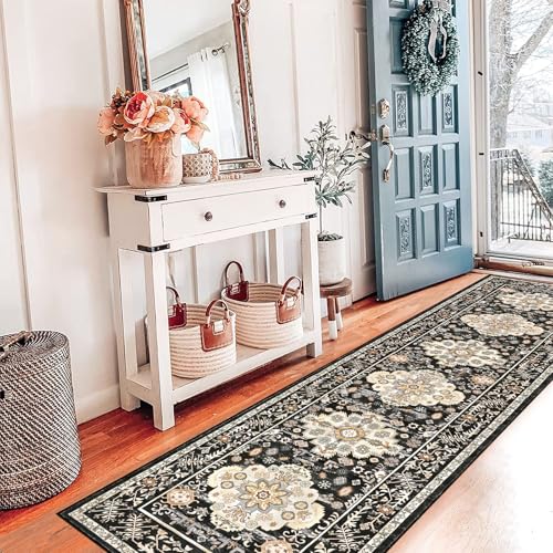 Pauwer Boho Hallway Runner Rug 2x8 Washable Entryway Area Rugs Non Slip Farmhouse Vintage Floor Mat Carpet Runner for Hallways Laundry Room Kitchen Bathroom Bedroom