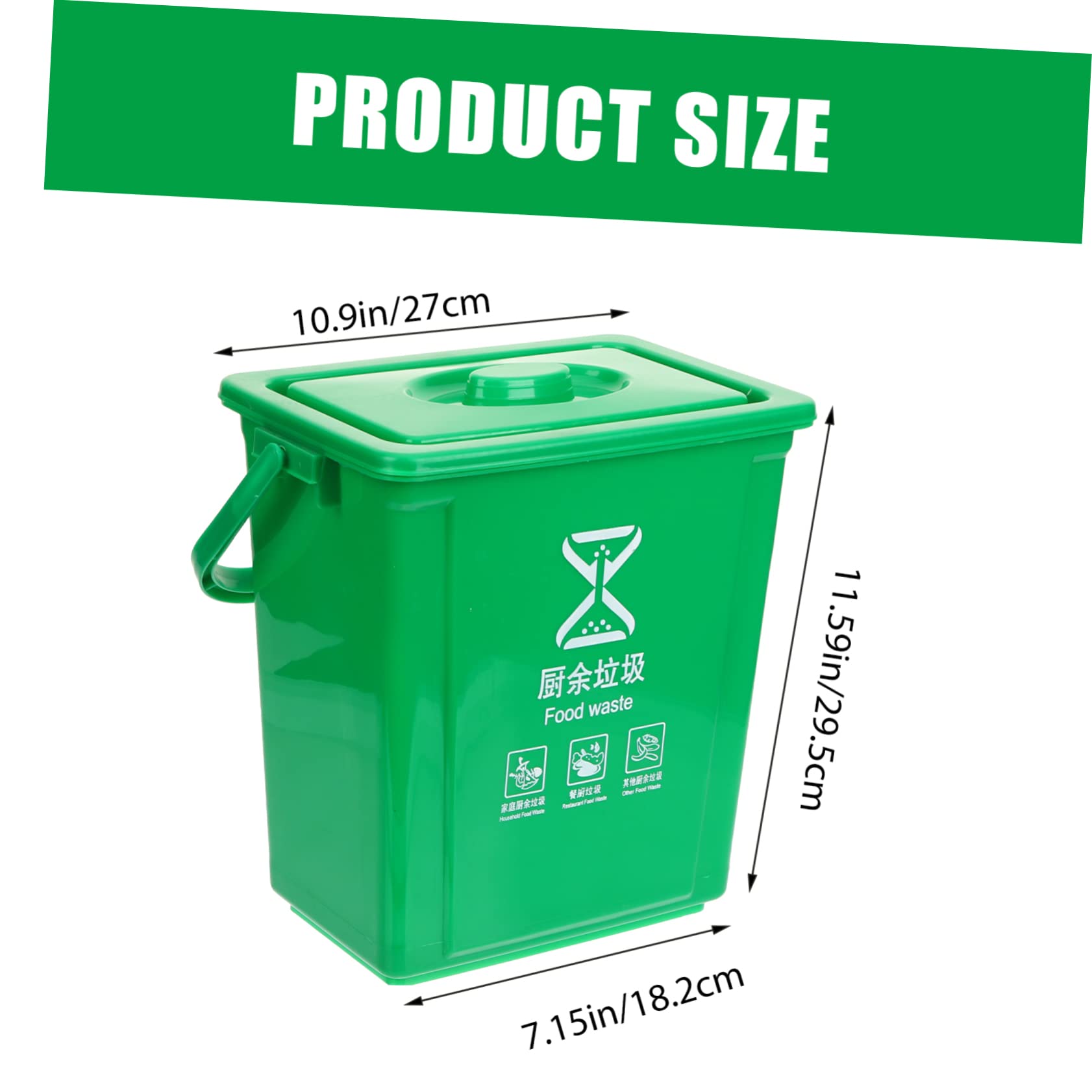 PRETYZOOM 10l Kitchen Trash Can Compost Bin with Lid Handle Indoor Waste Basket Plastic Material Easy to Carry